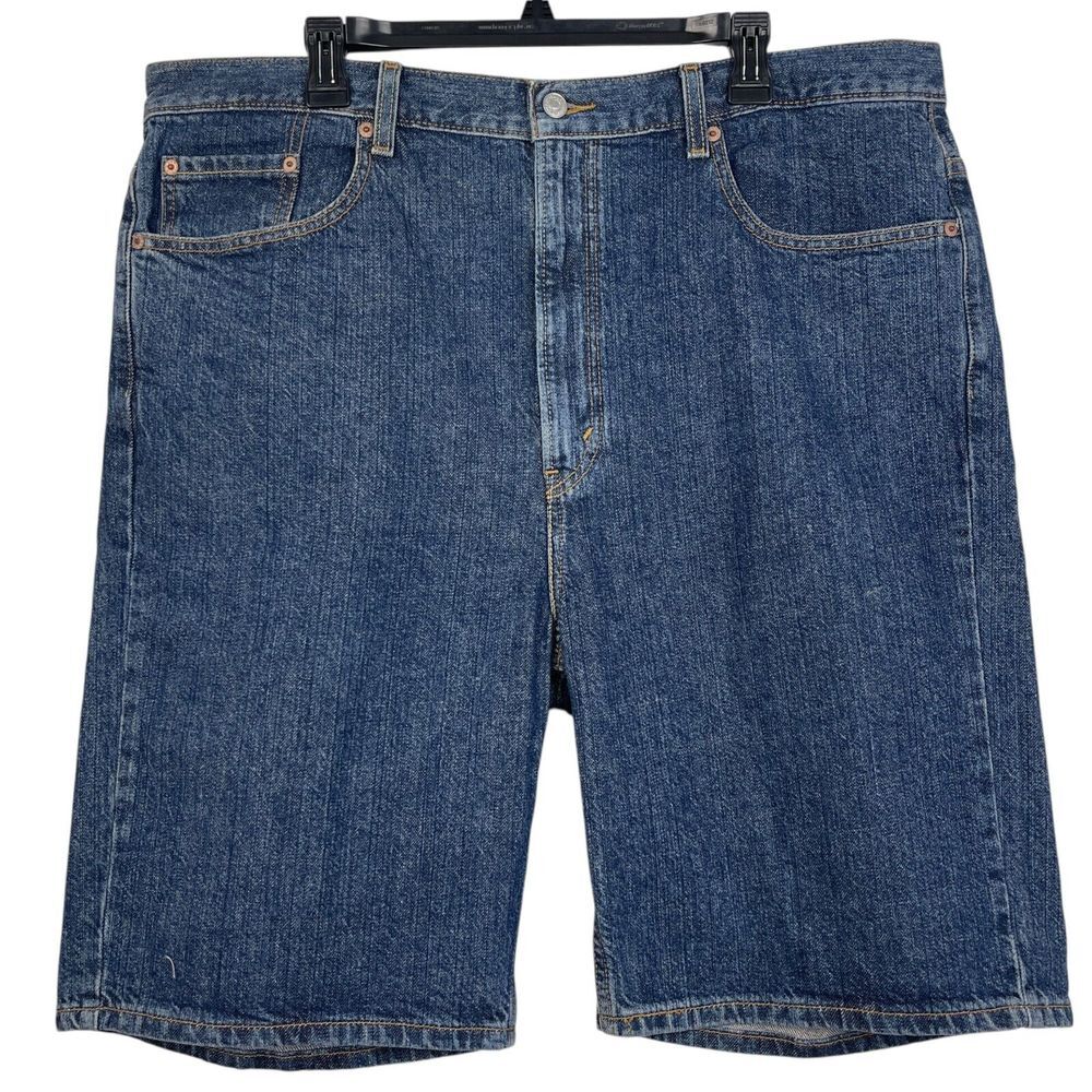 Levis 505 Mens 42 Blue Denim Jean Shorts Jorts Regular Fit Medium Wash